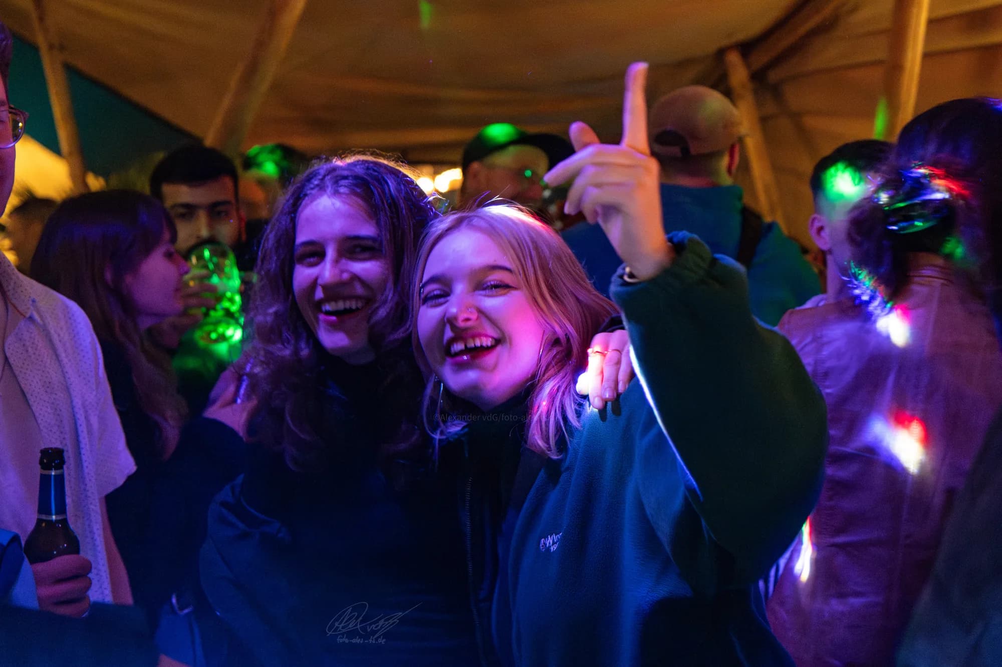 Crowd Dancing Neon Party