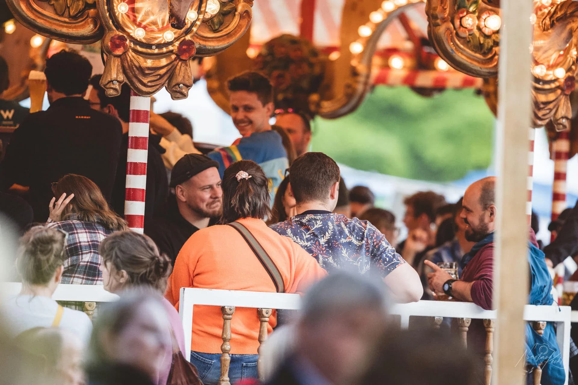 Festival Crowd Beer Tent Colorful