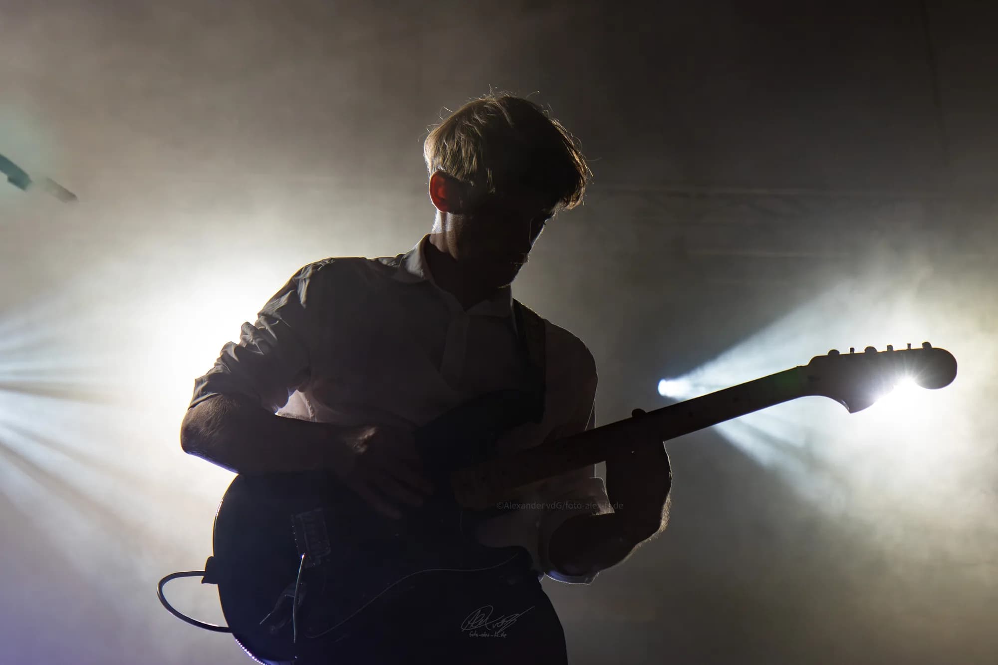 Silhouetted Guitarist Blue